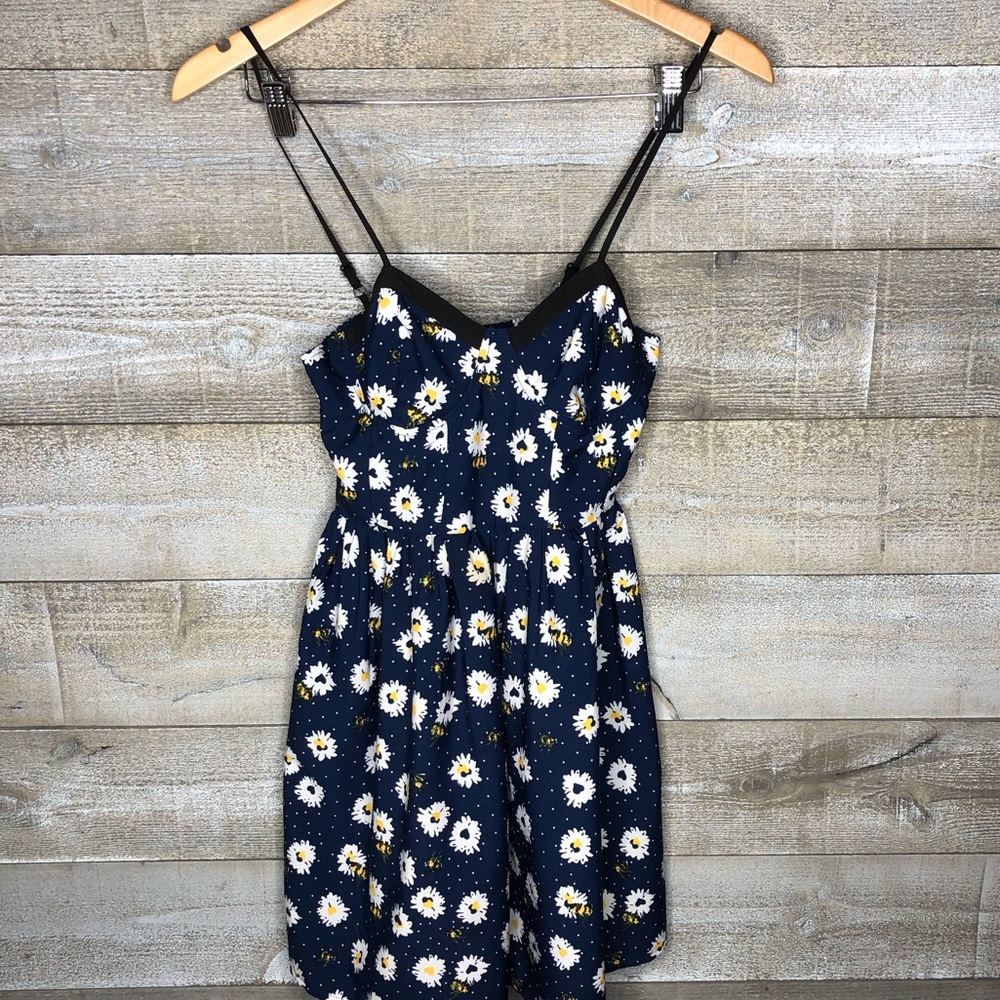 Delias bee floral blue fit and flare mini dress